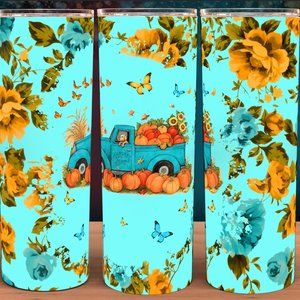 Pioneer Woman  Rose Shadow Teal Tinted with Farmhouse Truck and Butterflies